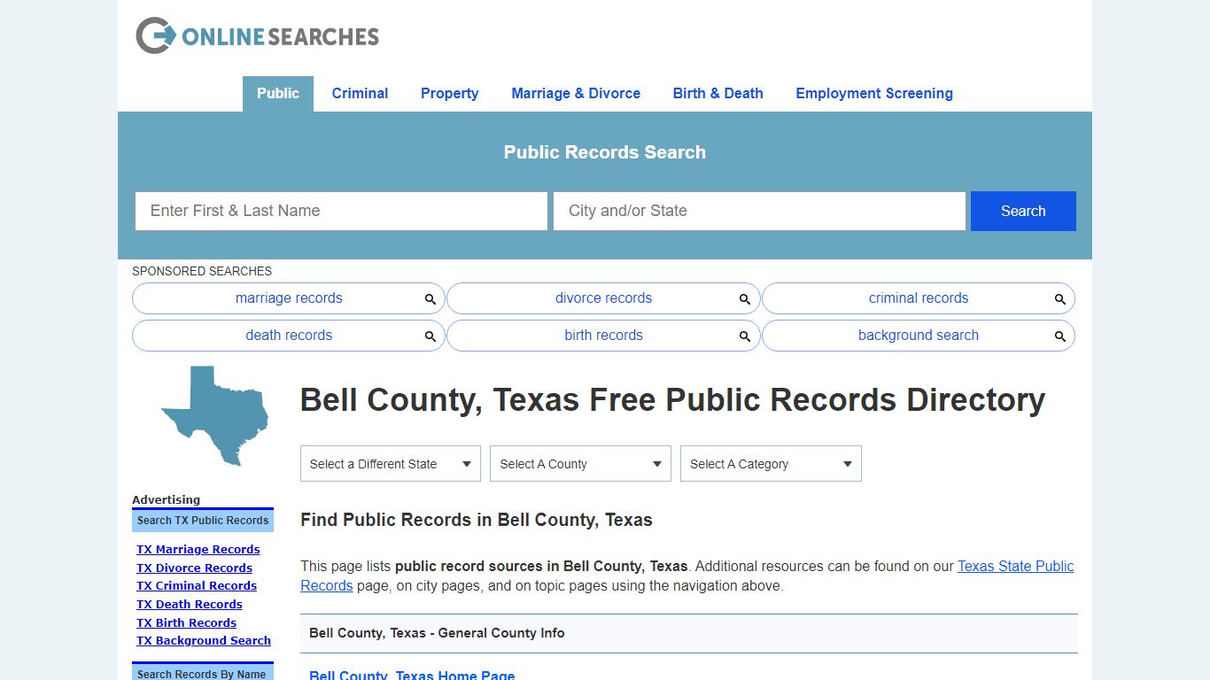 Bell County, Texas Public Records Directory