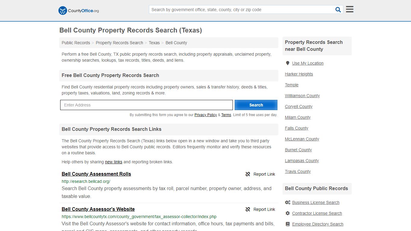 Property Records Search - Bell County, TX (Assessments ...